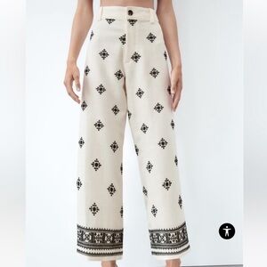 Zara Linen SPRING Blend Printed Pants